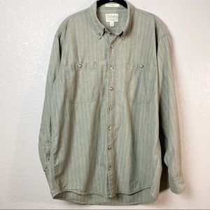 Cabela’s Olive Green Chambray Striped Button Down